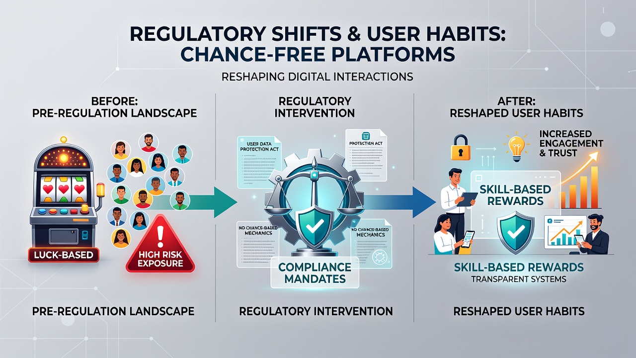Analytics dashboard displaying habit shifts among users on regulated chance-free platforms